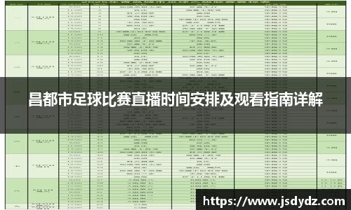 昌都市足球比赛直播时间安排及观看指南详解
